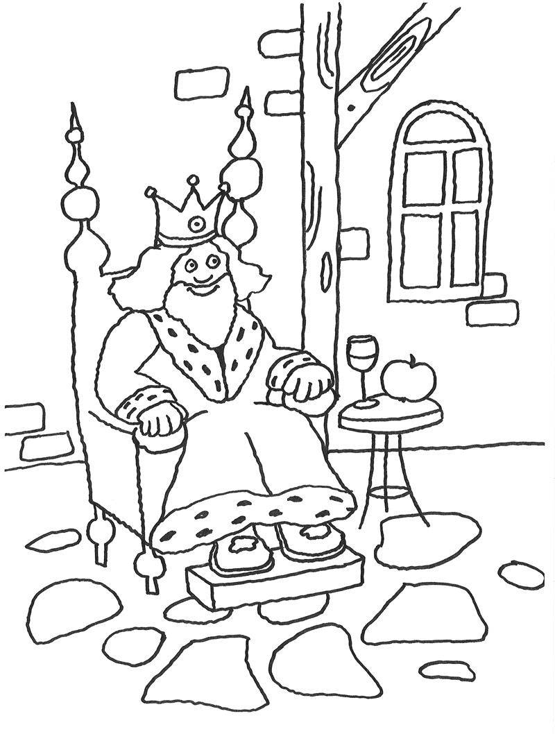 ausmalbild märchen könig auf dem thron kostenlos ausdrucken