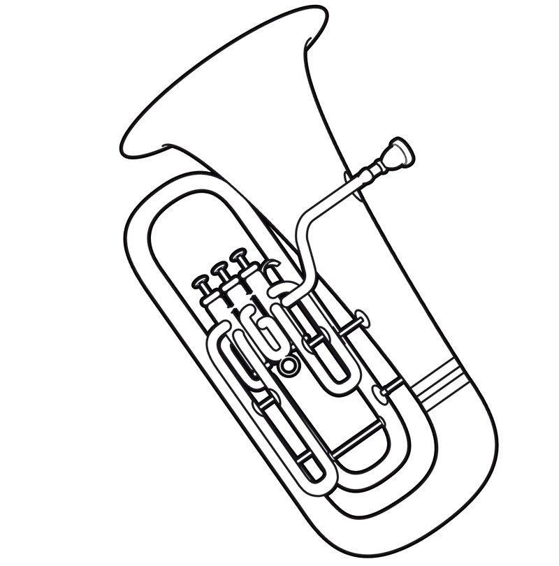 kostenlose malvorlage musik tuba zum ausmalen