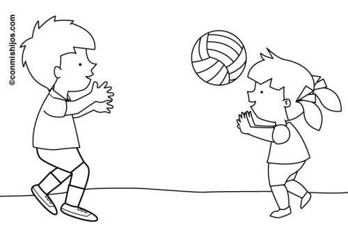 kostenlose malvorlage sport kinder spielen volleyball zum