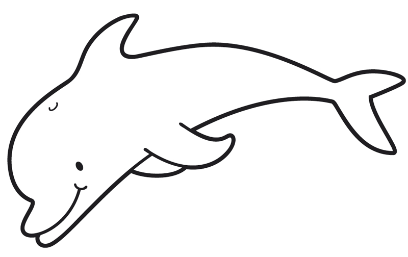 ausmalbild tiere lächelnder delfin kostenlos ausdrucken