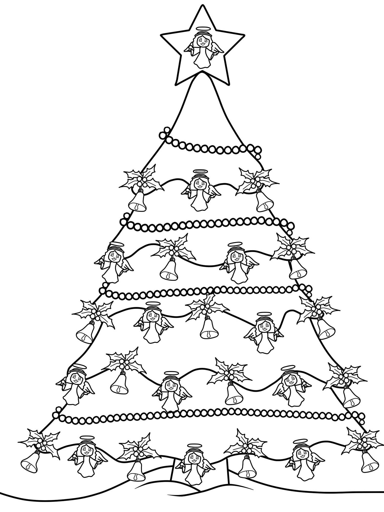 Kostenlose Malvorlage Weihnachtsbäume: Weihnachtsbaum zum Ausmalen zum