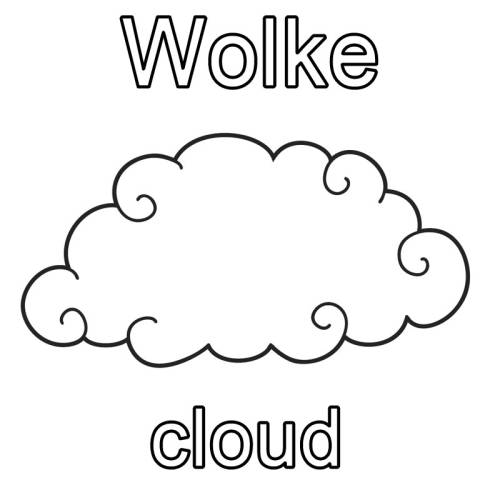 kostenlose malvorlage englisch lernen wolke  cloud zum