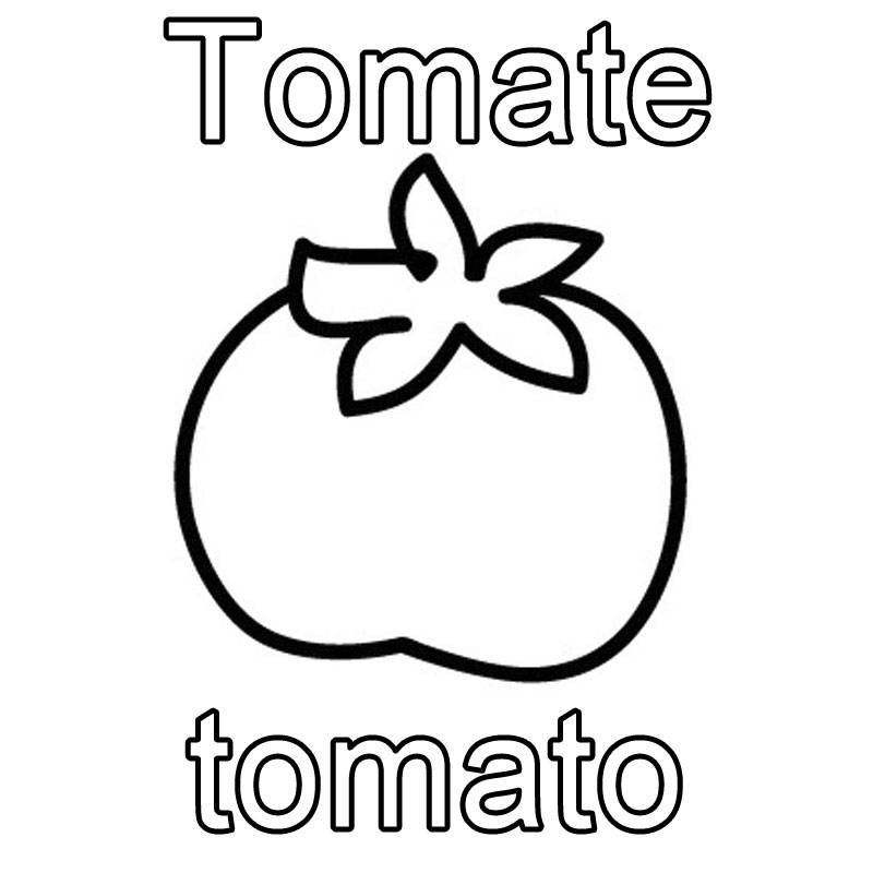 kostenlose malvorlage englisch lernen tomate  tomato zum