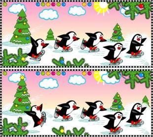 Fehlersuchbild: Pinguine an Weihnachten