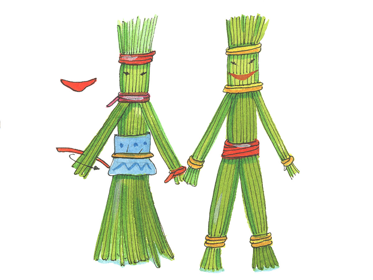 Bastelvorlage Die 20+ schönsten Bastelanleitungen aus Naturmaterial: Überarbeitung_siehe_Mail_14.09.22/ch Gras-Tipi mit Häuptlingspaar zum basteln