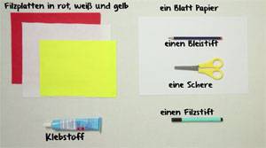 Material f&uuml;r die Huhn-Fingerpuppe