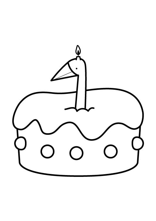Ausmalbild 40+ feierliche Ausmalbilder zum Geburtstag: Kuchen zum ersten Geburtstag kostenlos ausdrucken