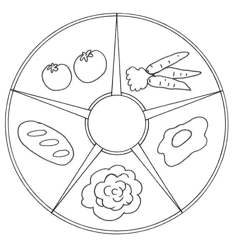 ausmalbild mandalas mandala mit essen kostenlos ausdrucken