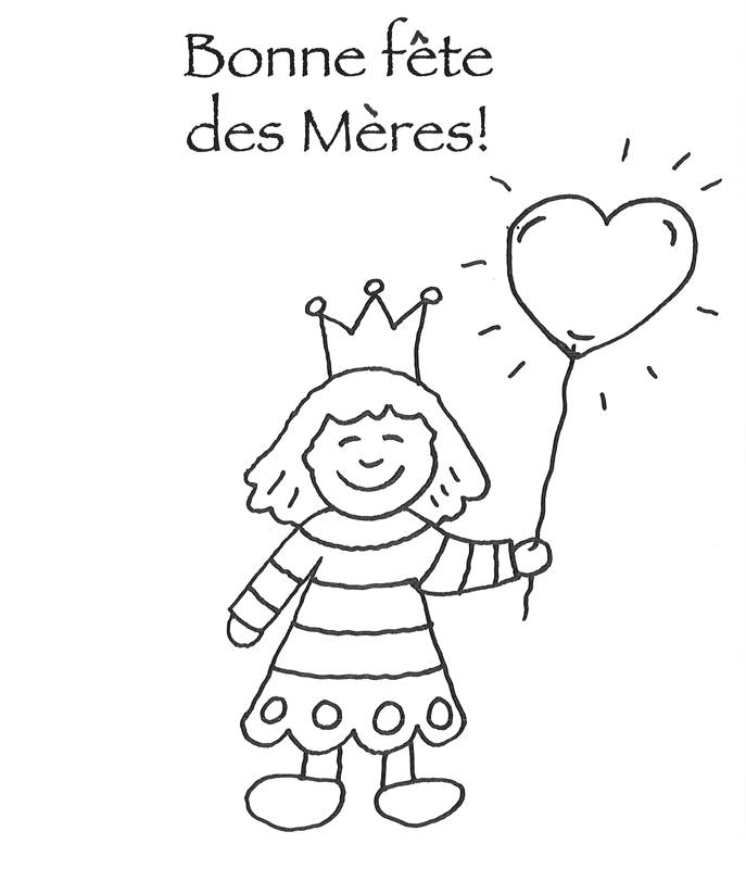 Ausmalbild 50+ liebevolle Malvorlagen zum Muttertag: Französische Muttertagsgrüße zum Ausmalen kostenlos ausdrucken