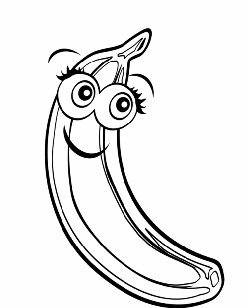 kostenlose malvorlage obst und gemüse banane mit lustigem