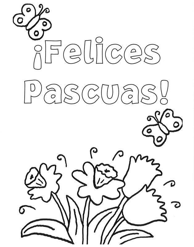 Ausmalbild 130+ süße Ausmalbilder zu Ostern: Blumengruß zu Ostern auf Spanisch kostenlos ausdrucken