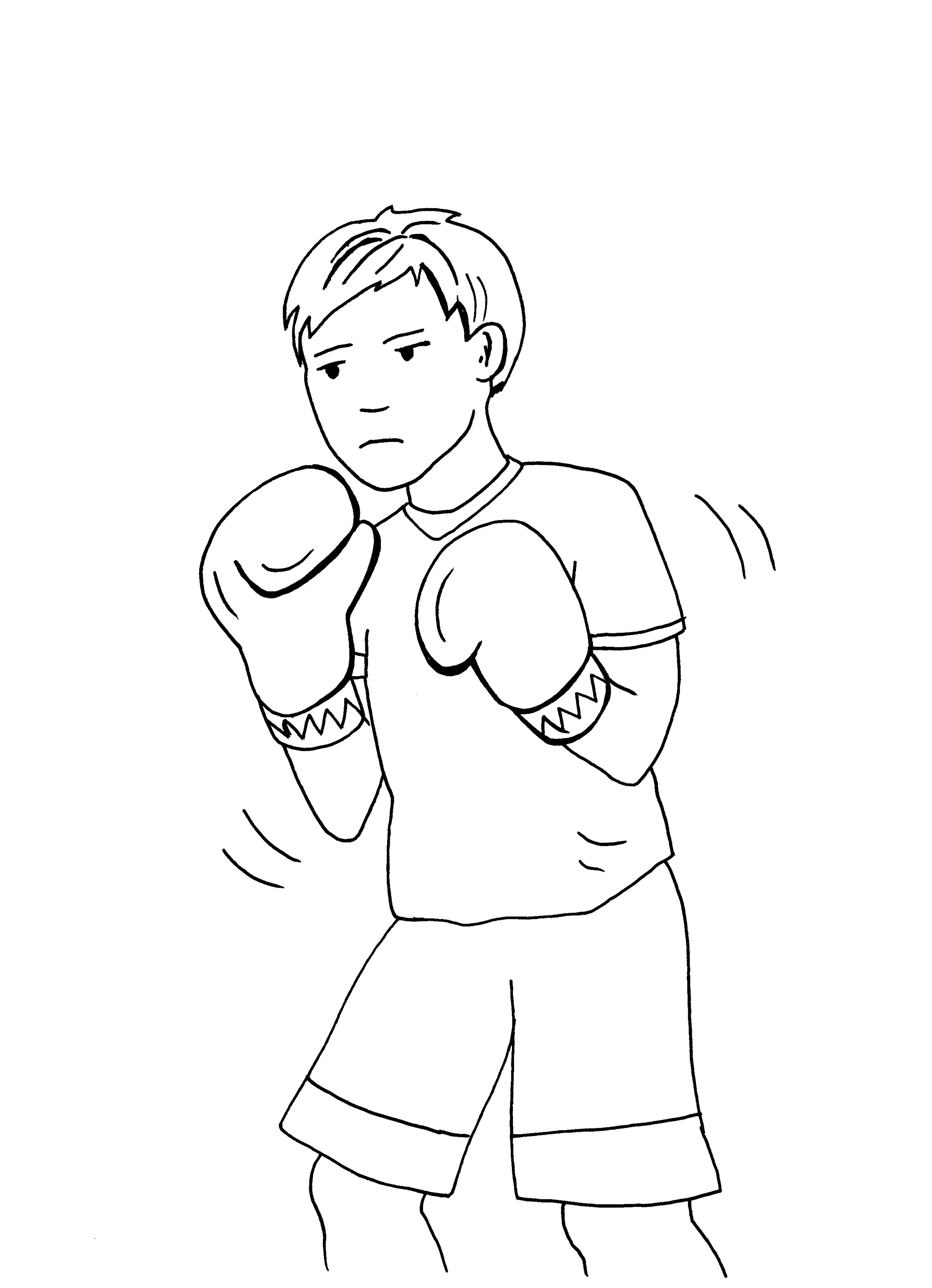 Ausmalbild Sport: Junge im Box-Verein kostenlos ausdrucken