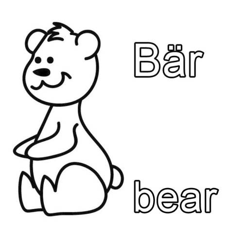 kostenlose malvorlage englisch lernen bär  bear zum ausmalen