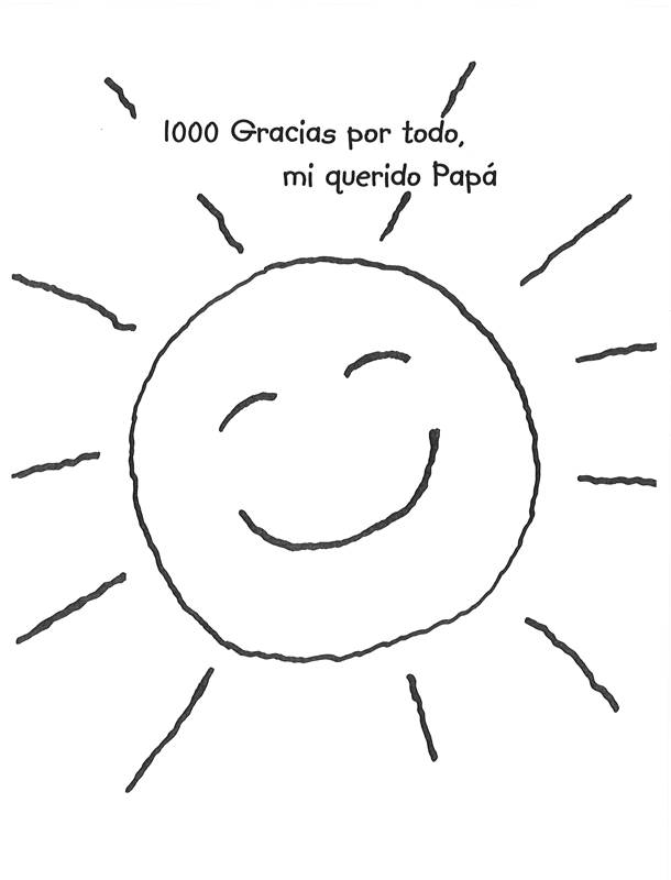 Ausmalbild 50+ liebevolle Malvorlagen zum Vatertag: Sonne zum Vatertag - spanisch kostenlos ausdrucken