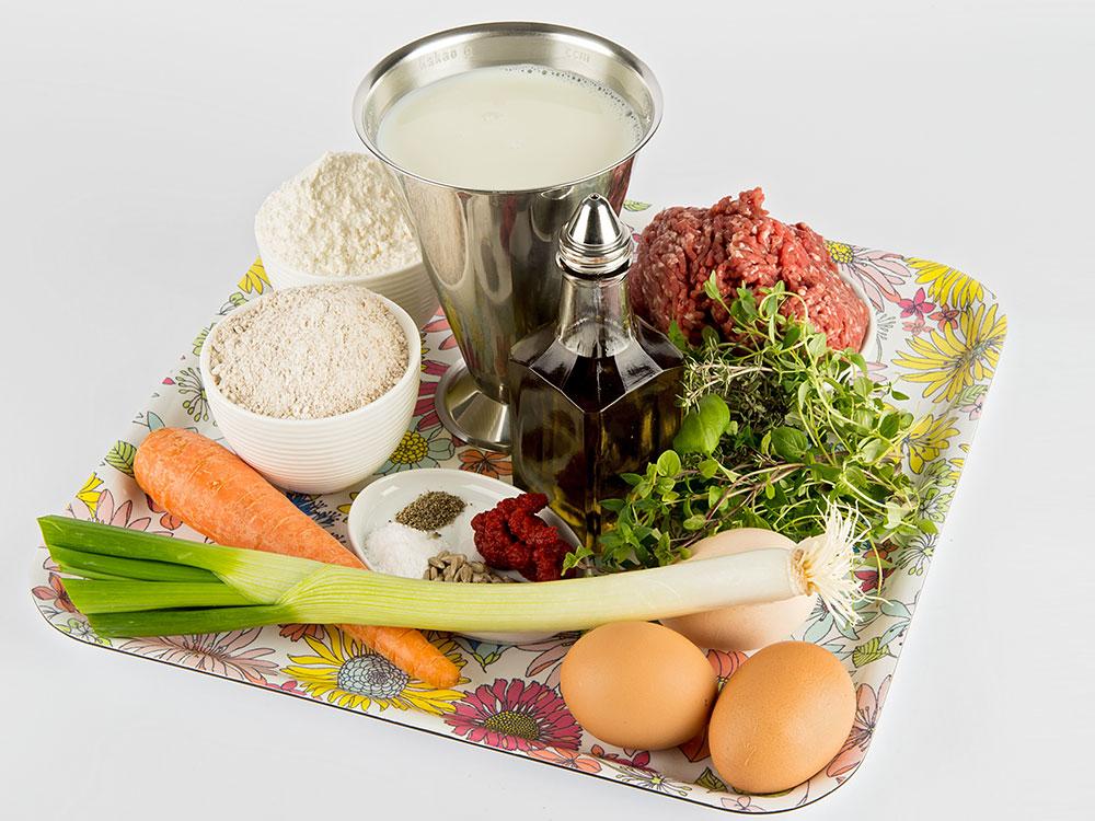 Zutaten f&uuml;r die Hackfleisch-Pfannkuchen