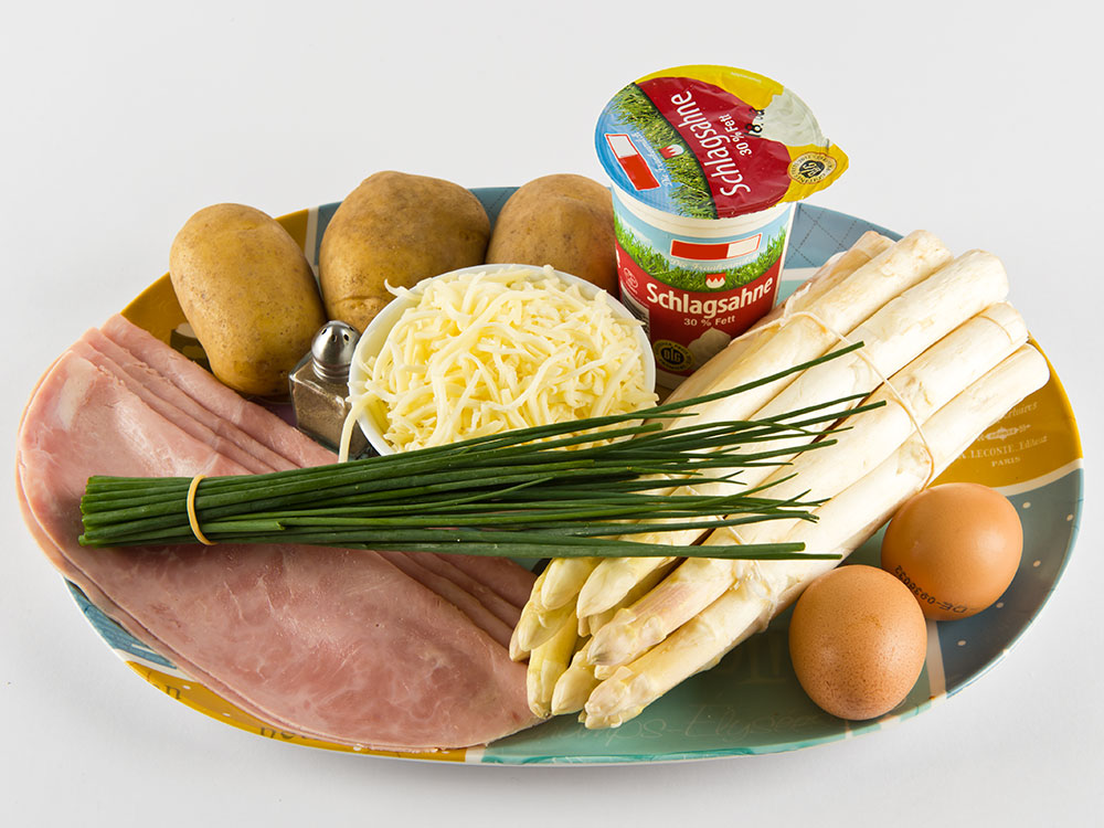 Zutaten f&uuml;r den Spargelauflauf