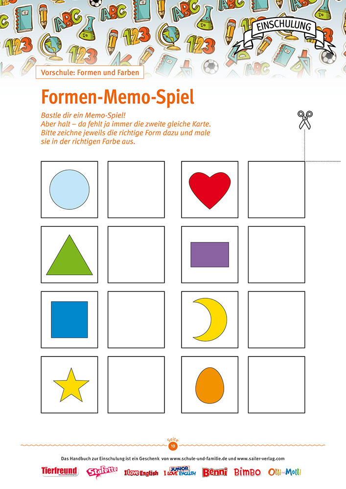 Download: Arbeitsblatt für Vorschulkinder zu Formen und Farben